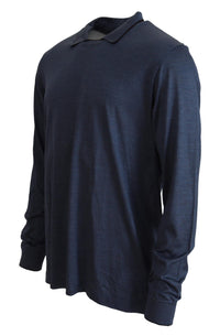 Thumbnail for Sophisticated Silk Polo Sweater in Blue