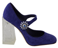 Thumbnail for Elegant Purple Suede Mary Janes Pumps