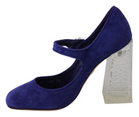 Thumbnail for Elegant Purple Suede Mary Janes Pumps