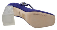 Thumbnail for Elegant Purple Suede Mary Janes Pumps