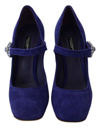Thumbnail for Elegant Purple Suede Mary Janes Pumps