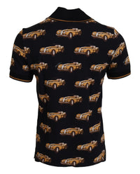 Thumbnail for Elegant Car Print Polo T-Shirt in Black