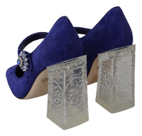 Thumbnail for Elegant Purple Suede Mary Janes Pumps