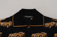 Thumbnail for Elegant Car Print Polo T-Shirt in Black