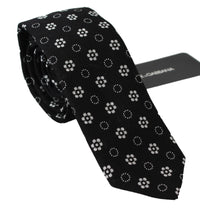 Thumbnail for Elegant Black Floral Silk Necktie