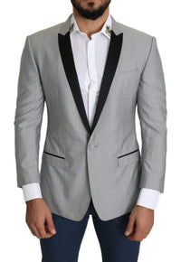 Thumbnail for Elegant Silk Blend Light Gray Blazer