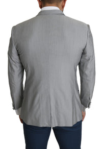 Thumbnail for Elegant Silk Blend Light Gray Blazer