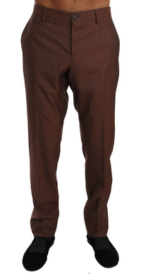 Thumbnail for Elegant Brown Wool-Silk Formal Pants