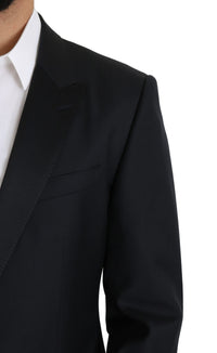 Thumbnail for Elegant Black Virgin Wool Silk Blend Blazer