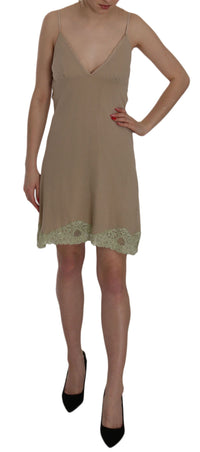 Thumbnail for Elegant Beige Lace Spaghetti Strap Mini Dress