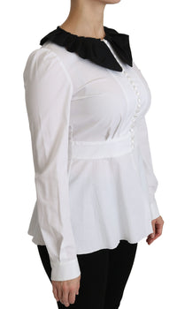 Thumbnail for Elegant White Collared Cotton Top