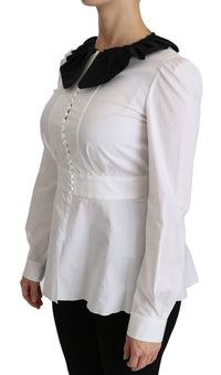Thumbnail for Elegant White Collared Cotton Top