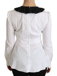 Thumbnail for Elegant White Collared Cotton Top