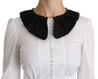 Thumbnail for Elegant White Collared Cotton Top