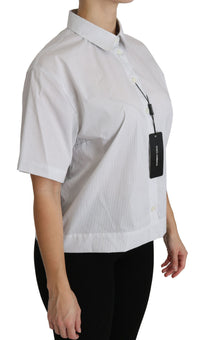 Thumbnail for Elegant White Cotton Polo Top