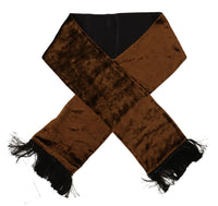 Thumbnail for Brown Shawl Velvet Neck Wrap Fringe Viscose Scarf