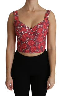 Thumbnail for Elegant Floral Brocade Cropped Top