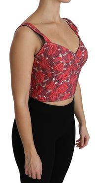 Thumbnail for Elegant Floral Brocade Cropped Top
