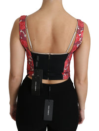 Thumbnail for Elegant Floral Brocade Cropped Top