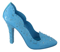 Thumbnail for Crystal Embellished Blue Cinderella Pumps
