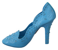 Thumbnail for Crystal Embellished Blue Cinderella Pumps