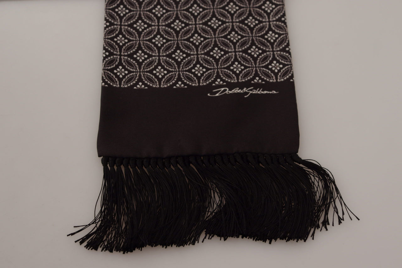 Brown Geometric Patterned Shawl Wrap Fringe Scarf