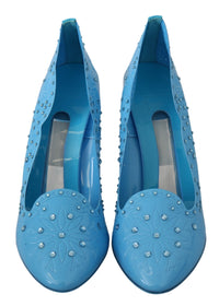 Thumbnail for Crystal Embellished Blue Cinderella Pumps