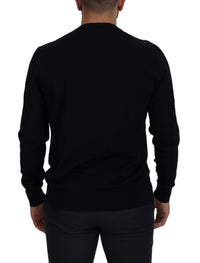 Thumbnail for Black Virgin Wool Crewneck Pullover  Sweater