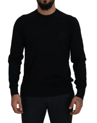 Thumbnail for Black Virgin Wool Crewneck Pullover  Sweater