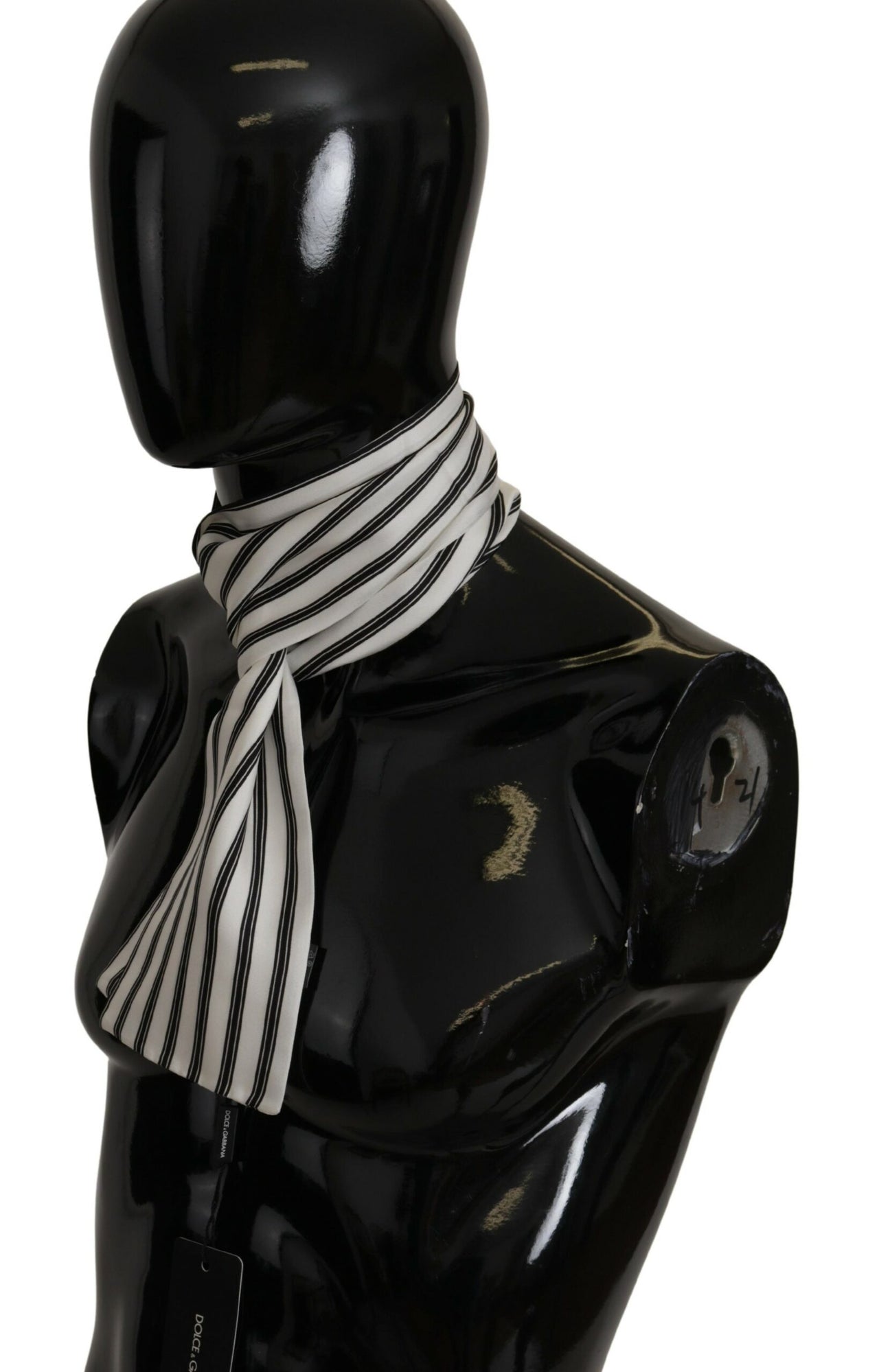 White Black Stripes Scarf Neck Wrap Shawl Silk