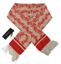 Thumbnail for Elegant Silk Men's Scarf Wrap - Red Coral Print