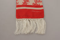 Thumbnail for Elegant Silk Men's Scarf Wrap - Red Coral Print