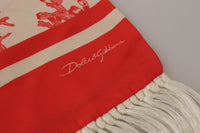Thumbnail for Elegant Silk Men's Scarf Wrap - Red Coral Print