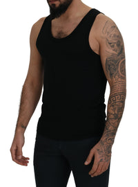 Thumbnail for Black Cotton Sleeveless Men T-shirt