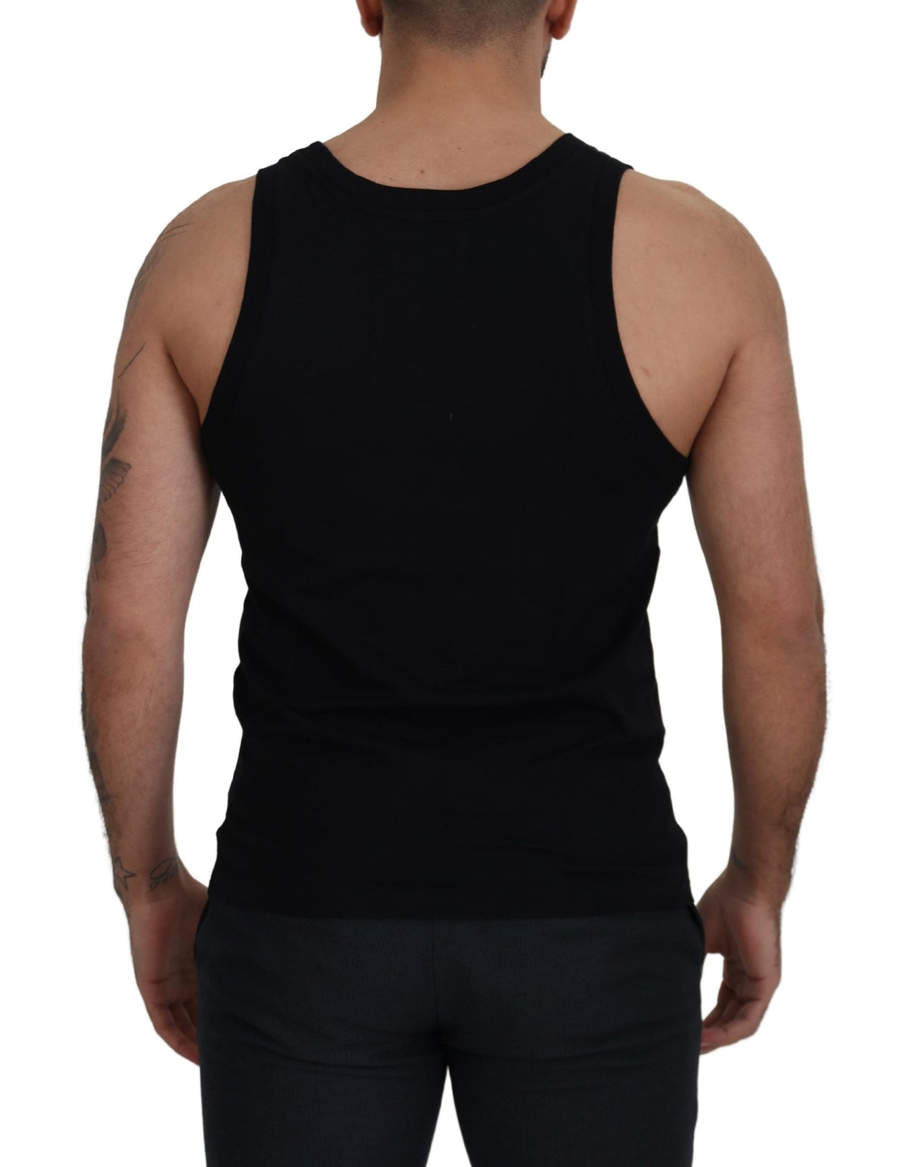 Black Cotton Sleeveless Men T-shirt