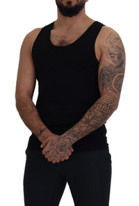 Thumbnail for Black Cotton Sleeveless Men T-shirt