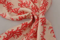 Thumbnail for Elegant Silk Men's Scarf Wrap - Red Coral Print