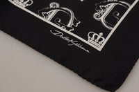 Thumbnail for Black DG Crown Print Square Handkerchief