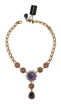 Thumbnail for Elegant Floral Crystal Statement Necklace