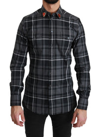 Thumbnail for Elegant Gray Checkered Martini Dress Shirt