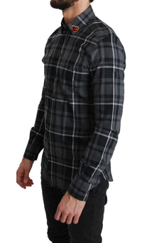 Thumbnail for Elegant Gray Checkered Martini Dress Shirt