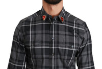 Thumbnail for Elegant Gray Checkered Martini Dress Shirt