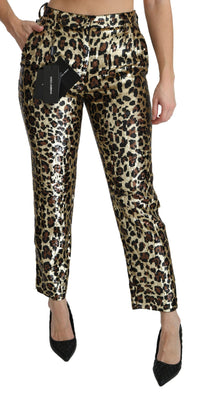 Thumbnail for Chic High Waist Leopard Sequin Pants