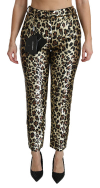 Thumbnail for Chic High Waist Leopard Sequin Pants