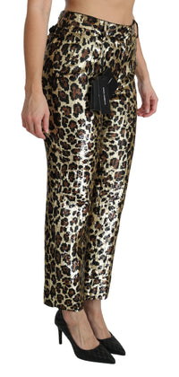 Thumbnail for Chic High Waist Leopard Sequin Pants