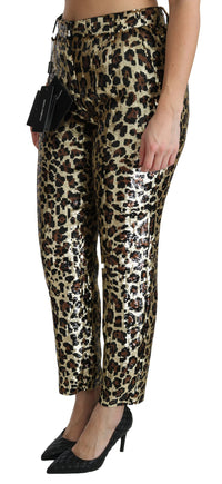Thumbnail for Chic High Waist Leopard Sequin Pants