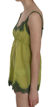 Thumbnail for Elegant Green Lace Linen Tank Top