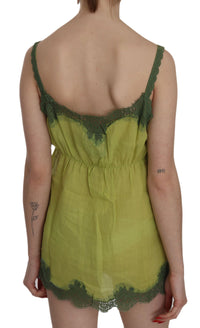 Thumbnail for Elegant Green Lace Linen Tank Top