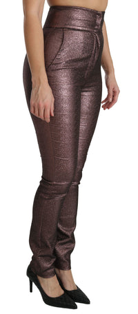 Thumbnail for High Waist Slim Fit Metallic Pants