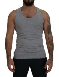 Thumbnail for Gray Cotton Sleeveless Logo Men T-shirt